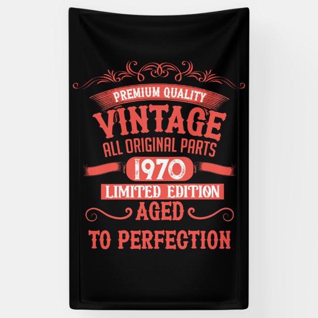 Personalized vintage 55th birthday gifts red banner (Vertical)