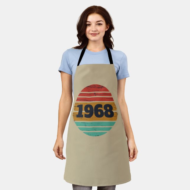 Personalized vintage 55th birthday party apron (Worn)