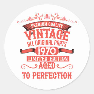 Personalized vintage 55th birthday party classic round sticker