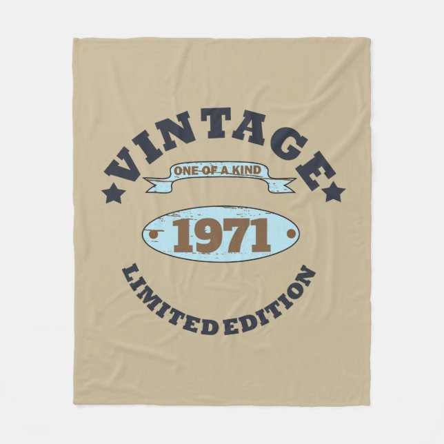 Personalized vintage 55th birthday party fleece blanket (Front)