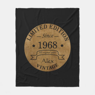 Personalized vintage 55th birthday party fleece blanket