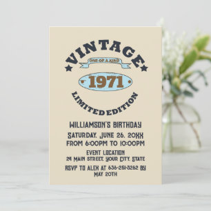 Personalized vintage 55th birthday party invitation