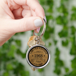 Personalized vintage 55th birthday party keychain