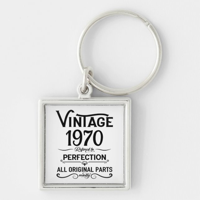 Personalized vintage 55th birthday party keychain (Front)