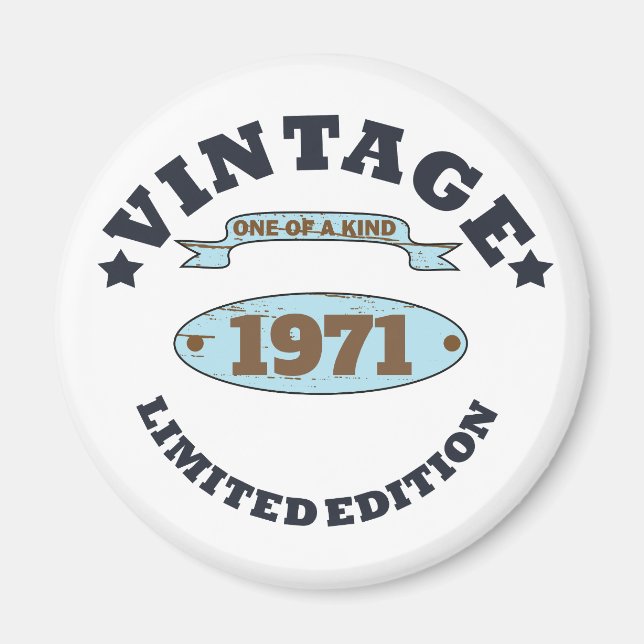 Personalized vintage 55th birthday party magnet (Front)