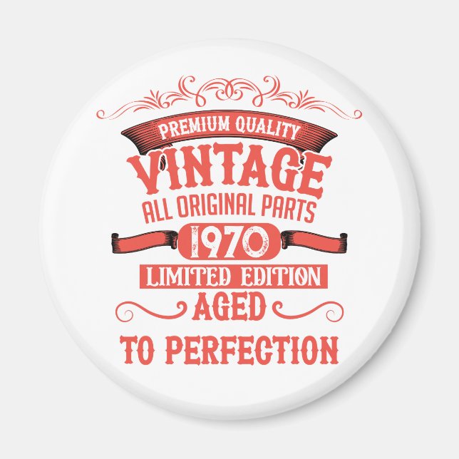 Personalized vintage 55th birthday party magnet (Front)