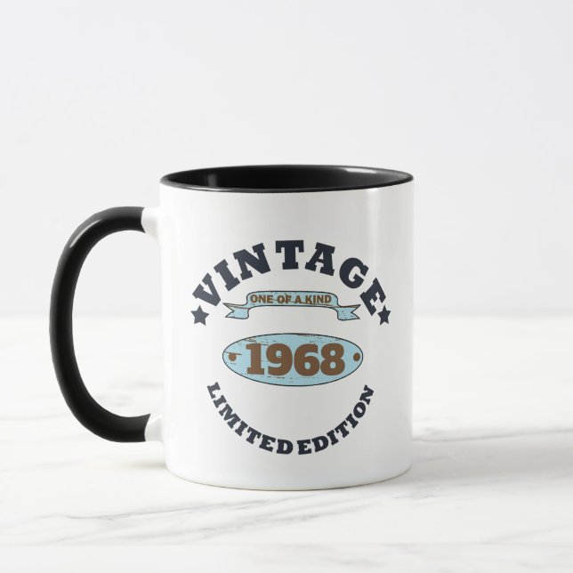 Personalized vintage 55th birthday party mug (Left)