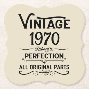 Personalized vintage 55th birthday party paper coaster