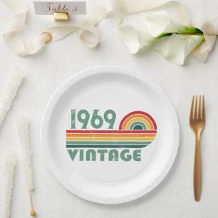Personalized vintage 55th birthday party paper plate