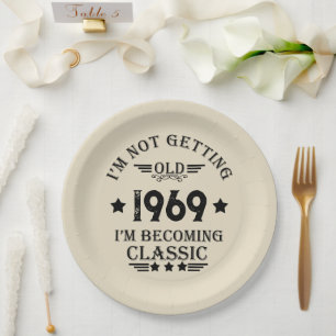 Personalized vintage 55th birthday party paper plate
