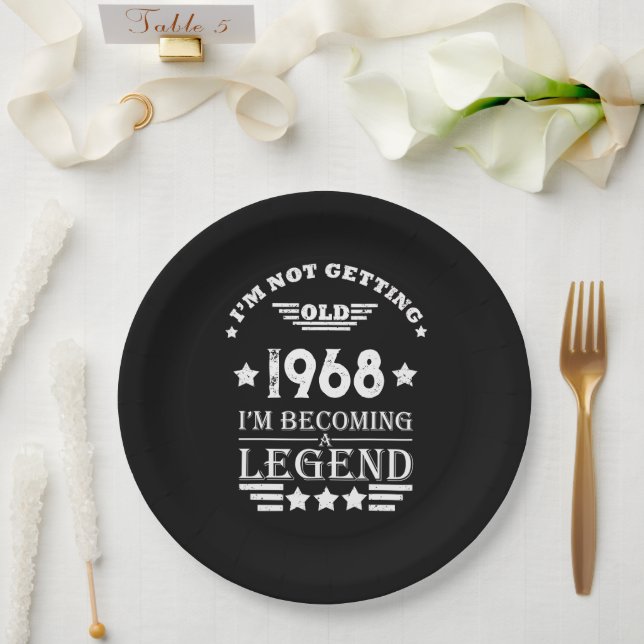Personalized vintage 55th birthday party paper plate (Wedding)