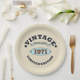 Personalized vintage 55th birthday party paper plate