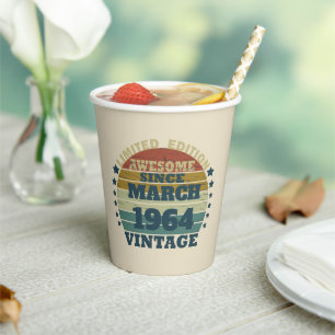 Personalized vintage 60th birthday gift paper cups