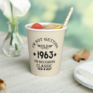 Personalized vintage 60th birthday gift paper cups