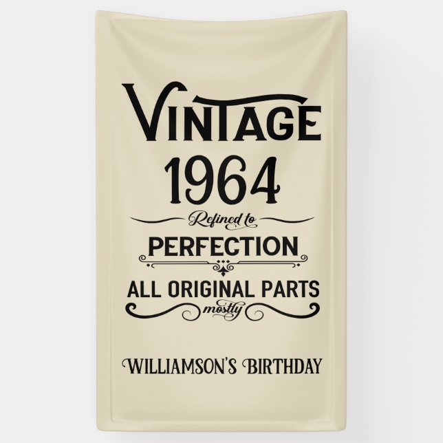 Personalized vintage 60th birthday gifts black banner (Vertical)