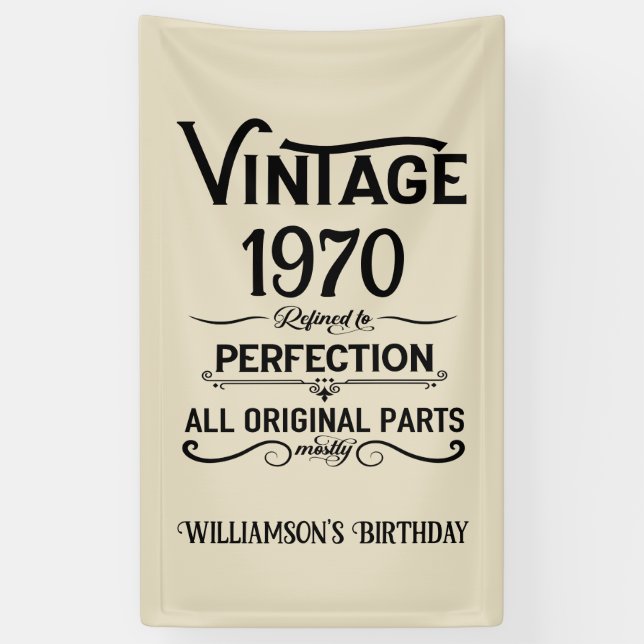 Personalized vintage 60th birthday gifts black banner (Vertical)