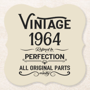 Personalized vintage 60th birthday gifts black paper coaster