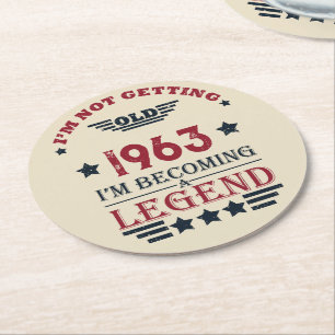 Personalized vintage 60th birthday gifts round paper coaster