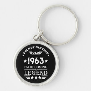 Personalized vintage 60th birthday white keychain