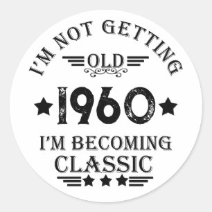 Personalized vintage 65th birthday black classic round sticker