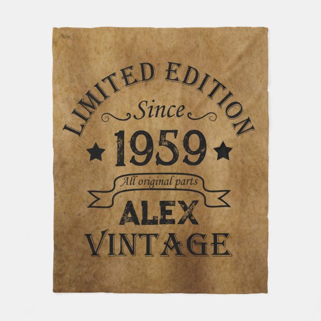 Personalized vintage 65th birthday gifts fleece blanket (Front)
