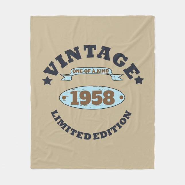 Personalized vintage 65th birthday gifts fleece blanket (Front)