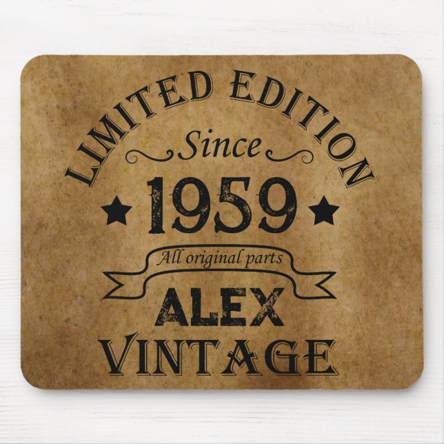 Personalized vintage 65th birthday gifts mouse pad (Front)
