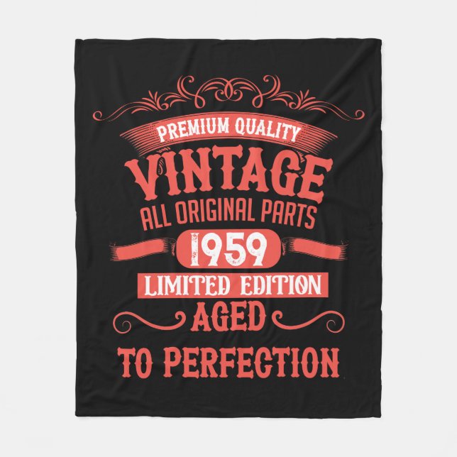 Personalized vintage 65th birthday gifts red fleece blanket (Front)