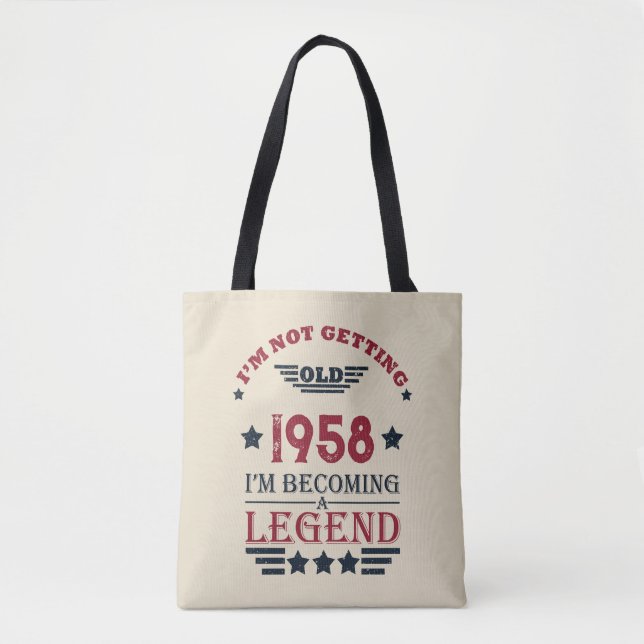 Personalized vintage 65th birthday gifts red tote bag (Front)
