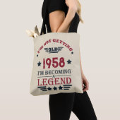 Personalized vintage 65th birthday gifts red tote bag (Close Up)
