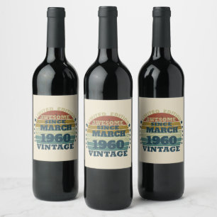 Personalized vintage 65th birthday gifts wine label