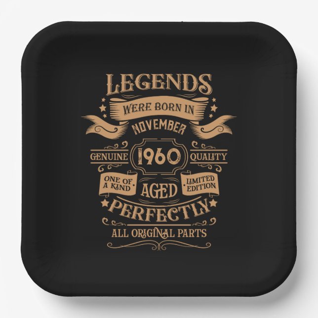 Personalized vintage 65th birthday legends gifts paper plate (Front)