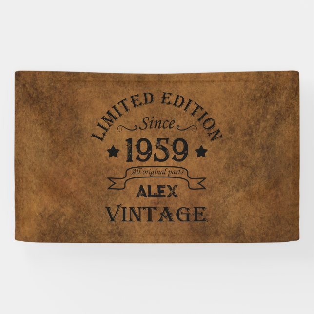 Personalized vintage 65th birthday party banner (Horizontal)