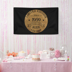 Personalized vintage 65th birthday party banner