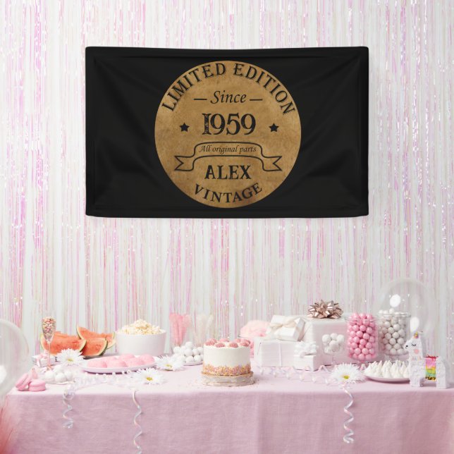 Personalized vintage 65th birthday party banner (Party)
