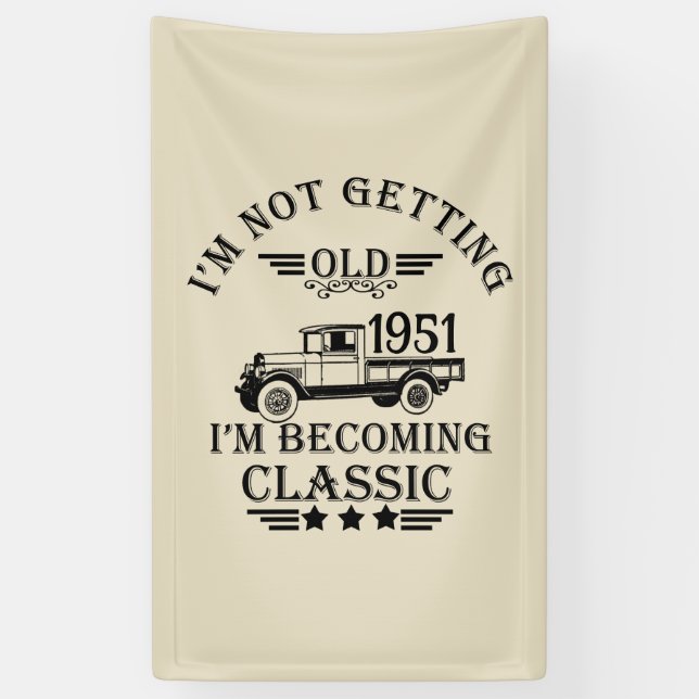 Personalized vintage 65th birthday party banner (Vertical)