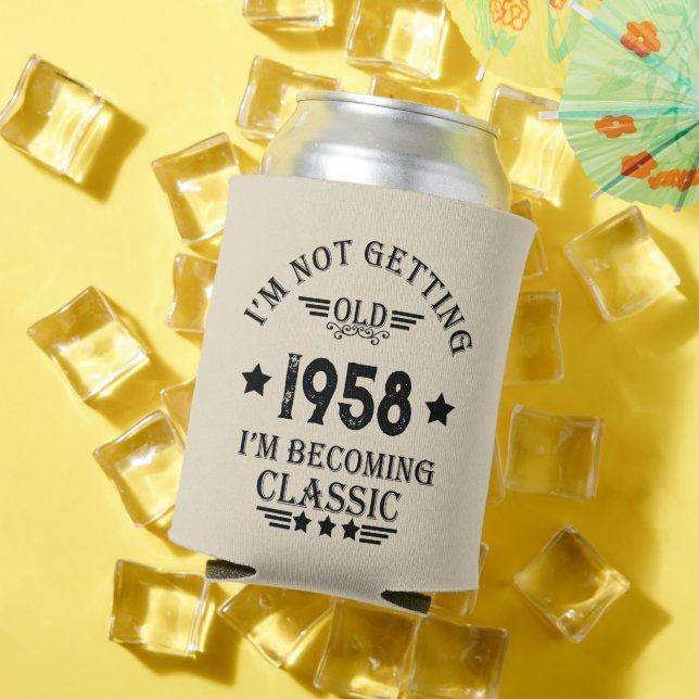 Personalized vintage 65th birthday party can cooler (In Situ Summer)