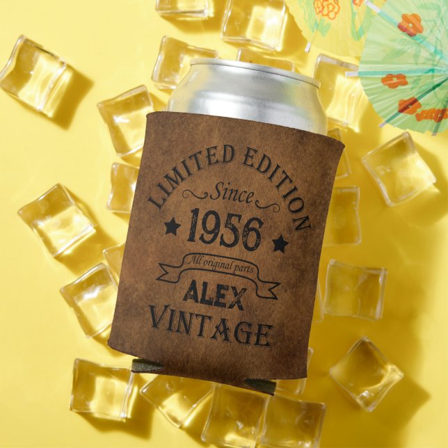 Personalized vintage 65th birthday party can cooler (In Situ Summer)