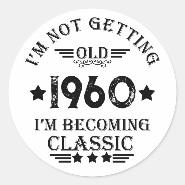 Personalized vintage 65th birthday party classic round sticker (Front)