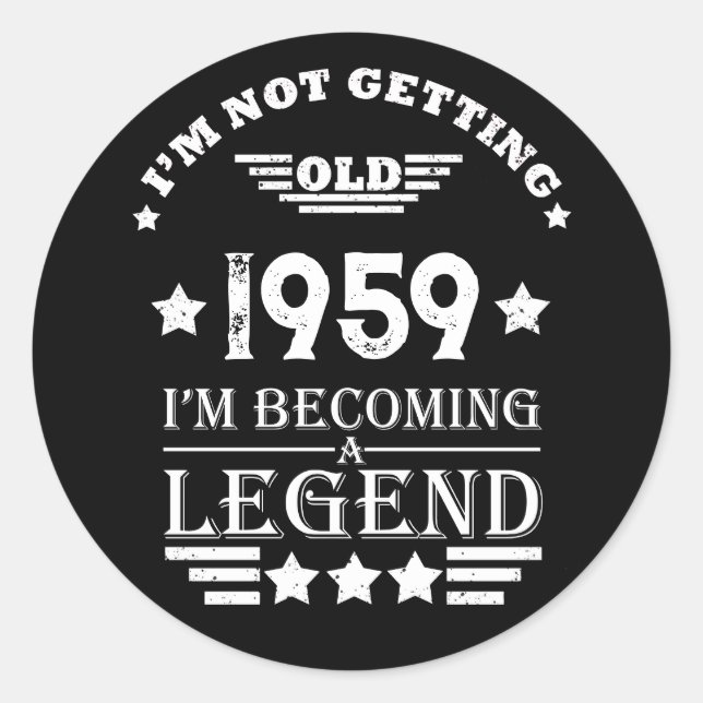 Personalized vintage 65th birthday party classic round sticker (Front)