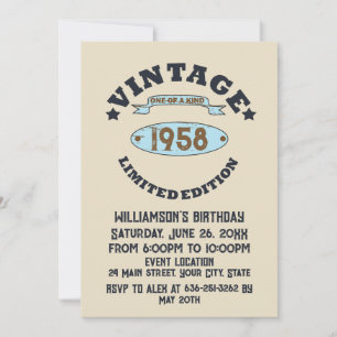 Personalized vintage 65th birthday party invitation