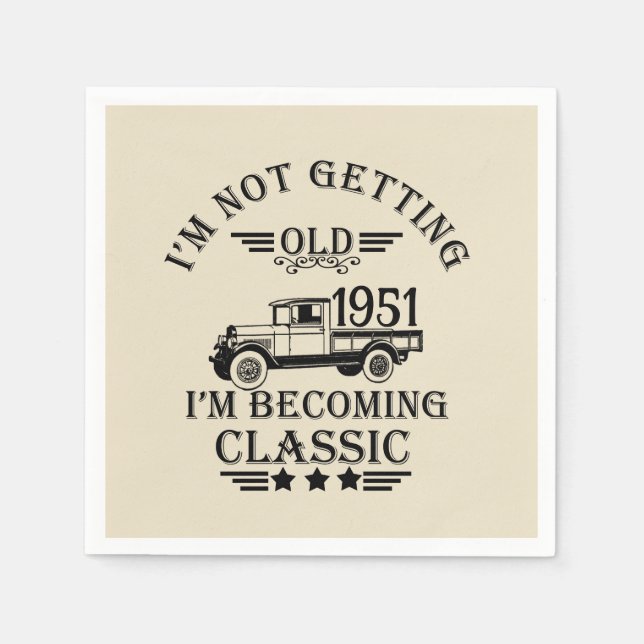 Personalized vintage 65th birthday party napkin (Front)