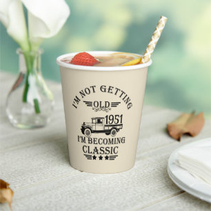 Personalized vintage 65th birthday party paper cups