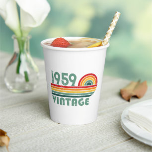 Personalized vintage 65th birthday party paper cups