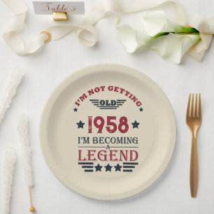 Personalized vintage 65th birthday party paper plate