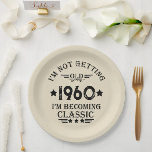 Personalized vintage 65th birthday party paper plate