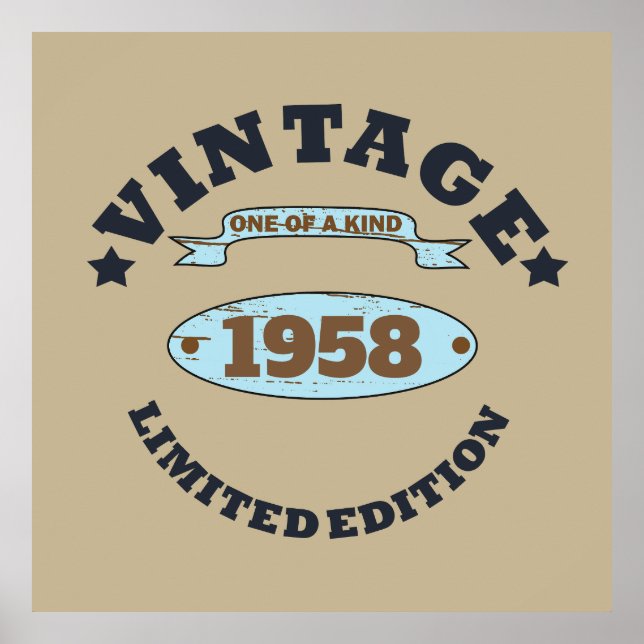Personalized vintage 65th birthday party poster (Front)