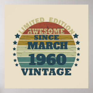 Personalized vintage 65th birthday party poster