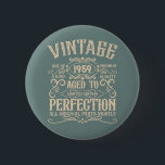 Personalized vintage 65th birthday whiskey themed 2 inch round button<br><div class="desc">You can add some originality to your wardrobe collection with this vintage classic birthday graphic design with awesome typography font lettering. It is a great gift idea for men, women, husbands, wives, girlfriends, and boyfriends who will love this one-of-a-kind artwork. It is the best amazing and fun holiday present for...</div>