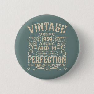 Personalized vintage 65th birthday whiskey themed 2 inch round button